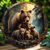 Art Mural en Métal Ours Familial Décor Rustique de la Nature Sauvage pour Intérieur Extérieur