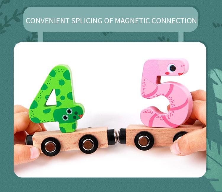 Magnetic Number Train Blocks: Colorful Wooden Educational Toy for Early Childhood