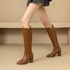 Women's High-heeled Boots Are Fashionable European and American Style Solid Color Solid Color Versatile Large Size Medium Boots