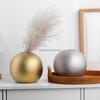 Silber Galvanisierte Keramikvase Matt Sphärisch Desktop Blumenvase Dekoration Ornament Heimdekoration Goldene Vasen
