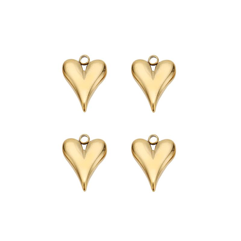 5pcs Stainless Steel Gold Color Classical Heart Charms Pendants DIY Jewelry Making Findings Women Necklace Bracelets Supplies