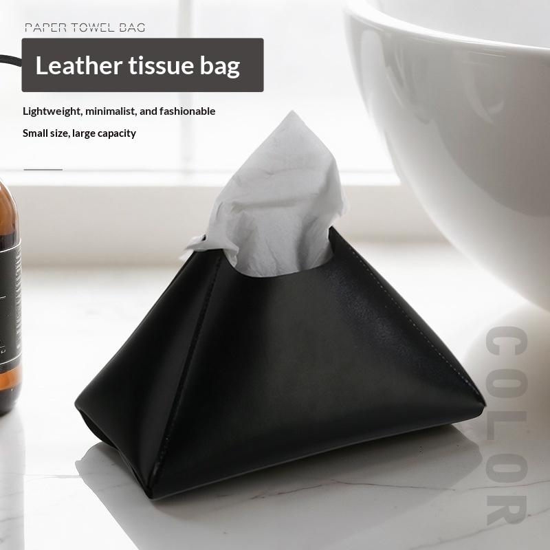 Küchenrollenhalter Europäischer Minimalistischer Ausziehbarer Küchenrollenhalter-Kasten aus PU-Leder Schreibtisch-Küchenrollen-Spender