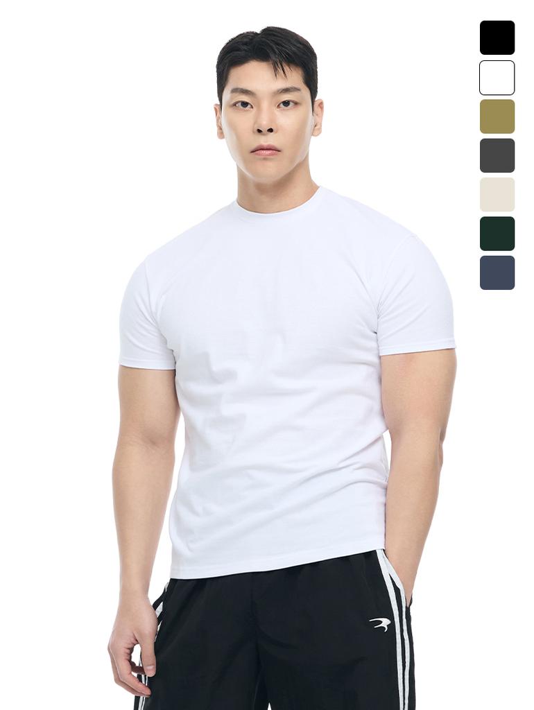 BYSEC Double Cotton Plain Muscle Fit Short Sleeve T-Shirt_7 Colors