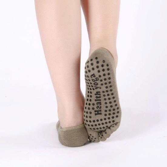 Șosete Sport din Bumbac Respirabil pentru Yoga, cu Prindere la Degete și Glezne, Cinci Degete, Ciorapi Antiderapanți