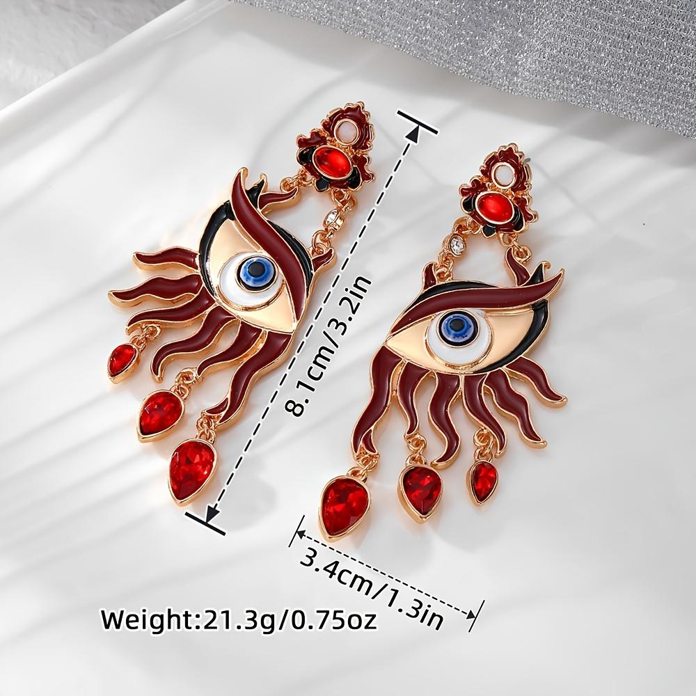 Red Evil Eye Tassel Earrings