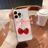 Lovely Bow-Tie Cherry Phone Case for iPhone 17 Air 16 15 14 13 12 11 Pro Max Plus Mini X 8 7 Transparent Cover Fundas Accessory