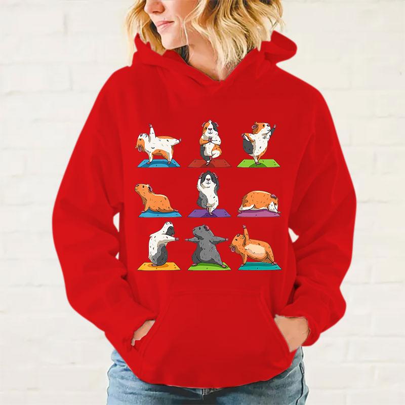 New Women Men Hoodies Yoga Guinea Pig Printed Tops Casual Harajuku Sweatshirts Loose Pullover