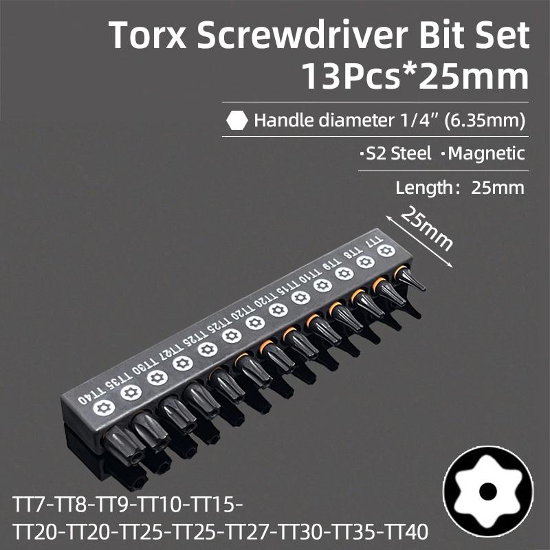 25mm Torx șurubelniță biți set Tamper Door securitate burghiu biți 1/4 "șurubelniță hexagonală cheie cu clichet mâner reparare scule de mână