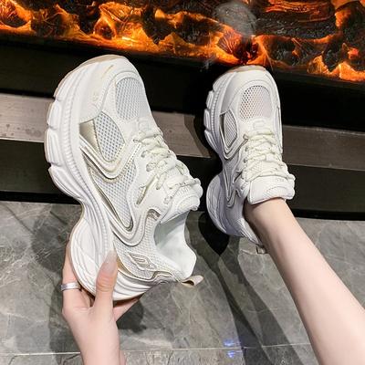 Zapatillas de Moda para Mujer Adulta Malla Transpirable Zapatos Papá Mujer Primavera Verano Suela Gruesa Aumentar Calzado Deportivo Casual
