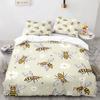 3Pcs Cute Cartoon Bee Bedding Set King Queen Sweet Duvet Cover Set Honey Kids Boys Girl Spring Insect Polyester Quilt Cover