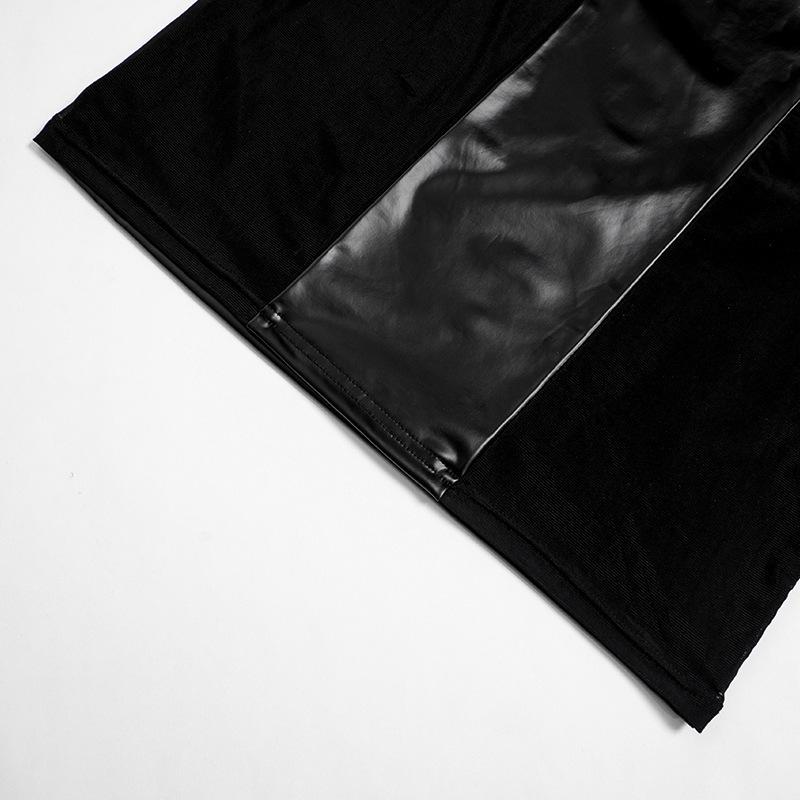 Autumn 2023 European & American Women's Mesh Spliced PU Leather Dress