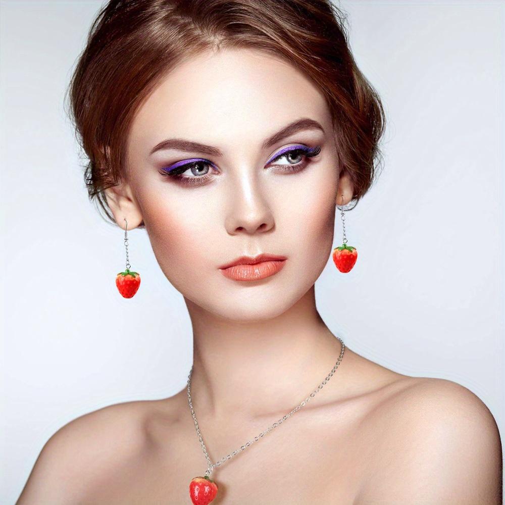 3/5/8pcs Red Strawberry Pendant Plant Series Resin Pendant, DIY Summer Beach Foot Chain Bracelet Earrings