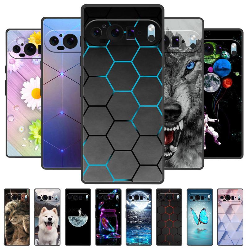 For Google Pixel 9 Pro XL Case Cool Painted Silicone TPU Soft Cover for Googe Pixel 9 9 Pro 8A Cases Black Protective Shells