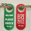 Do Not Disturb Door Hanger Double-sided Faux Leather Welcome Please Knock Home Office Door Handle Sign Hanging Decoration Ornament