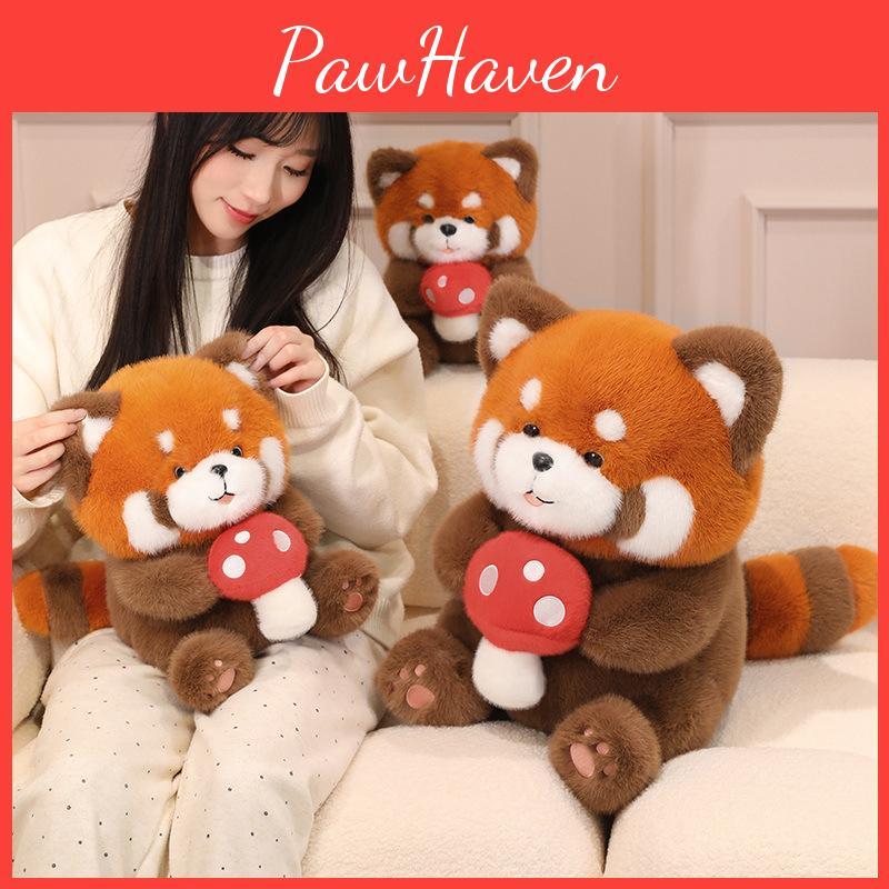 Plush Raccoon Mushroom Toy Cartoon Stuffed Doll Kids Birthday Gift 2636cm