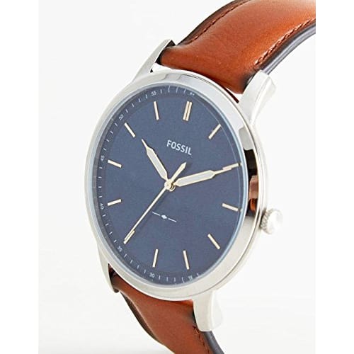 FOSSIL Minimalist Leather Men's Watch, Navy Blue Leather, fs5304