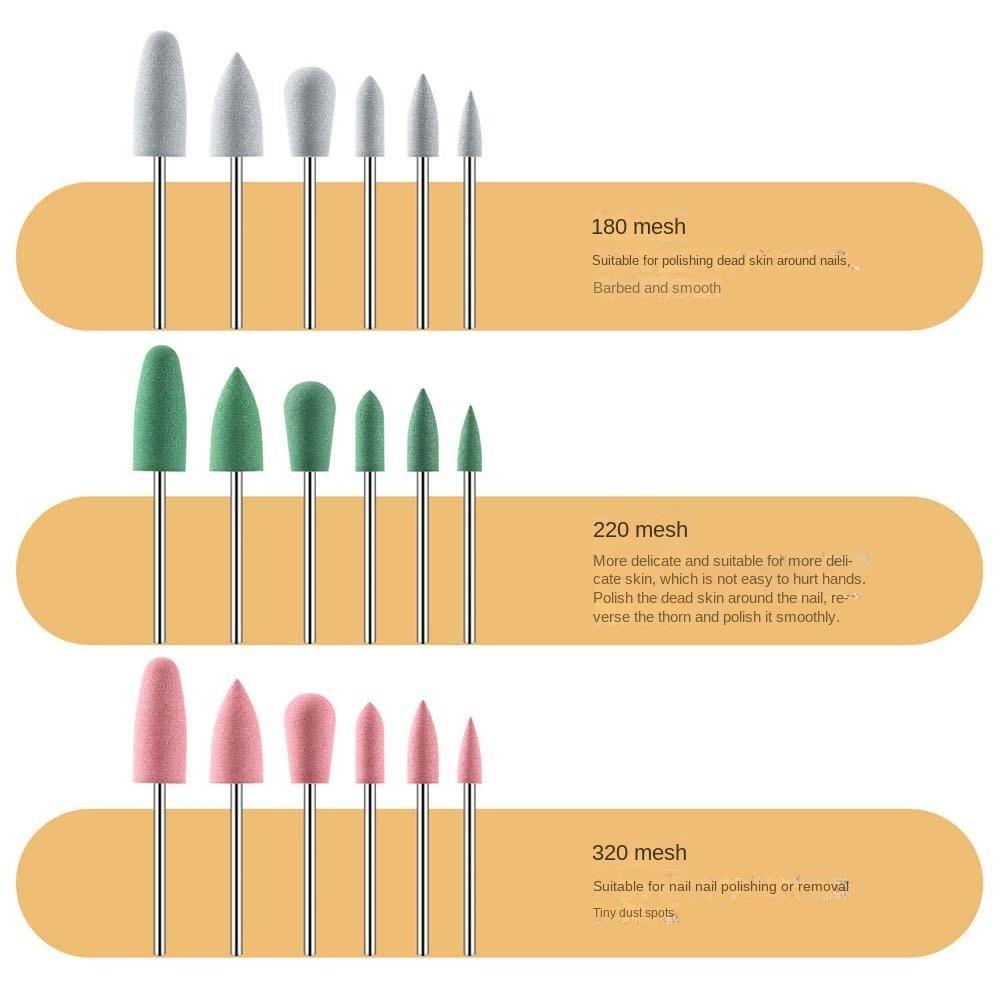 6Pcs/set Gel Polishing Removal Silicone Nail Polishing Head Silicone Nail Drill Bits Manicurist