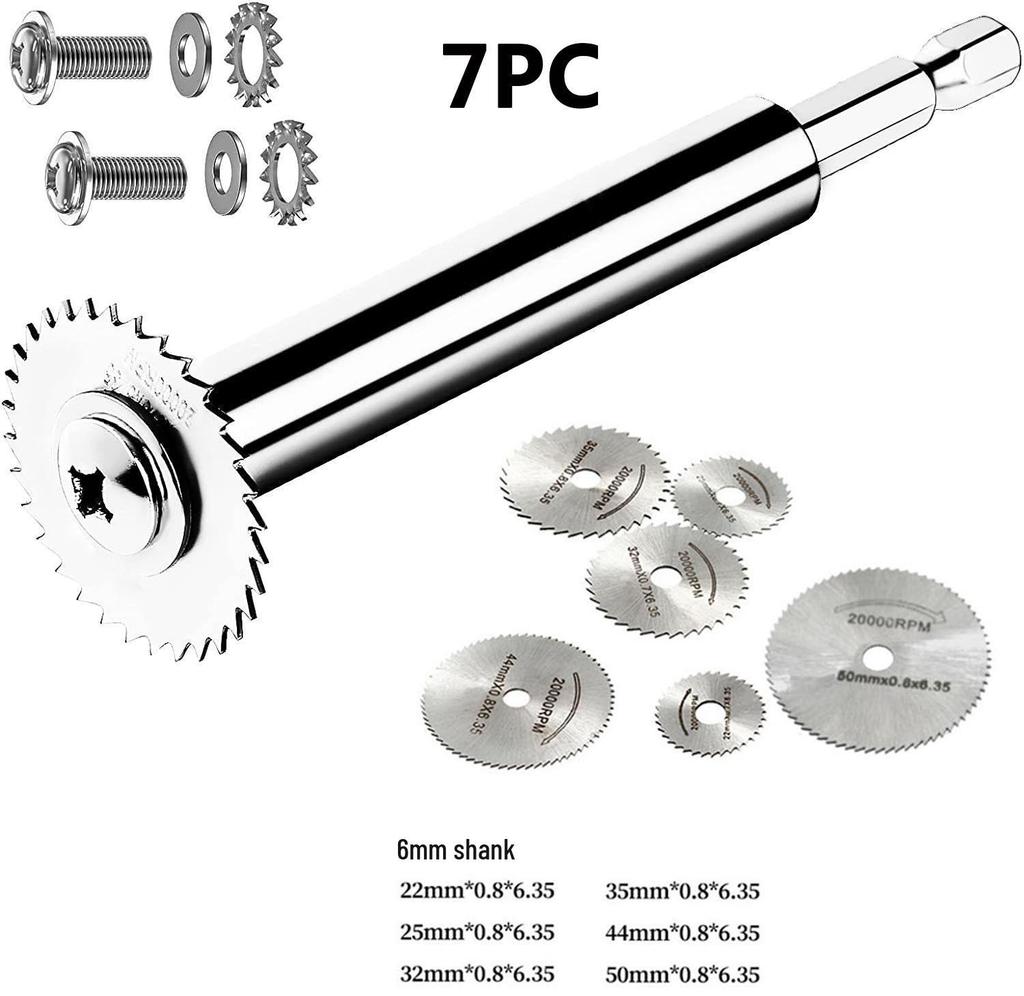 Hex Shank HSS Steel Saw Blade Set with Connecting Rod for Hand Drill - Cuts PVC Pipes.