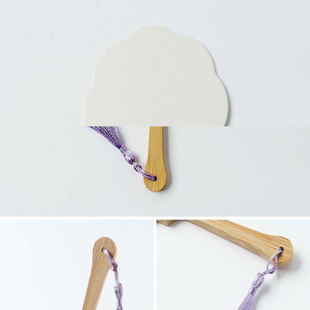 Blank DIY Paper-Fan (Flower) 5EA for Workshop / ArtClass(Coloring, Caligraphy, Etc)