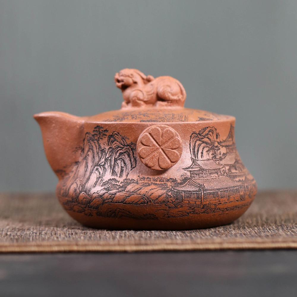 

Ancient Yixing Purple Clay Teapots Handmade Hand Grab Pot Raw Ore Mud Tea Maker Kettle With Strainer Chinese Zisha Tea Set Craft