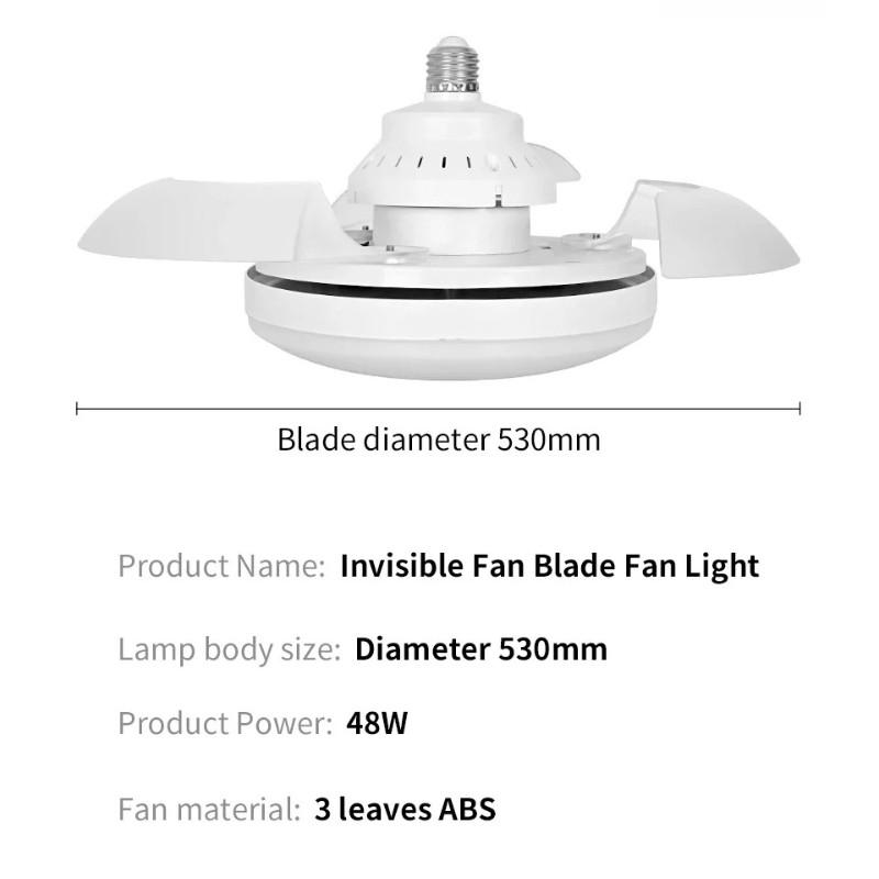 Invisible Fan Blade Fan Light Multifunctional E27 Ceiling Fan Lamp Living Room Wind Speed Adjustable Smart Lighting Fixtures