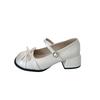 French Retro One-word Buckle Bow Mary Jane Shoes Women's 2025 Summer New Fashion Versatile Single Shoes Small Leather Shoes