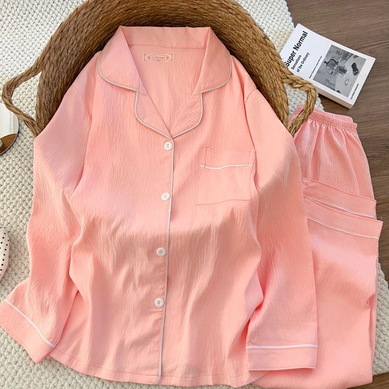 2026 Spring/Autumn Women's Cloud Cotton Pajama Set - Sweet, Long-Sleeve Top & Pants