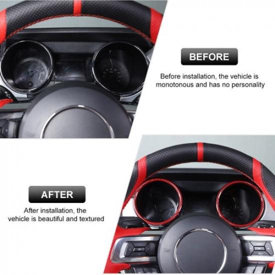 Center Console Dashboard Panel Cover For Ford Mustang 2015- Red Carbon Fiber