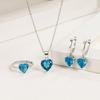 Fine   Copper Jewelry Gift Sets for Women Female Romantic Heart Zircon Huggie Earrings Pendant Necklace Ring