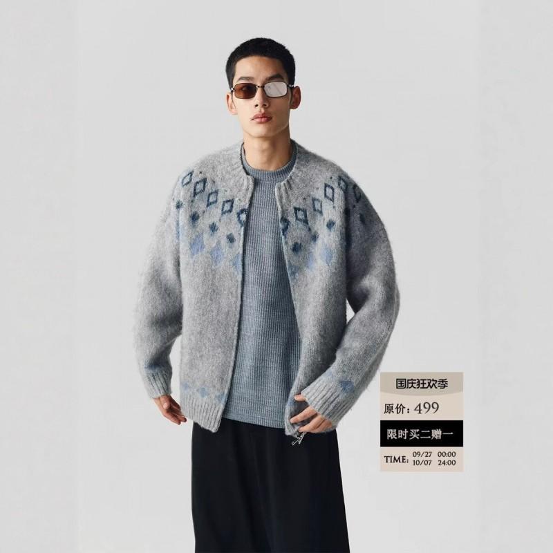 Unisex Vintage-Inspired Knit Cardigan Sweater Loose Fit V-Neck Long Sleeve Winter Casual Wear