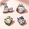 Spooky Clothing Accessories Halloween Cartoon Ghost Enamel Brooch, Metal Lapel Pin, Backpack Decoration Pin Sweater Cardigan Coat Suit Scarf