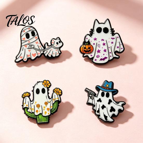 Spooky Clothing Accessories Halloween Cartoon Ghost Enamel Brooch, Metal Lapel Pin, Backpack Decoration Pin Sweater Cardigan Coat Suit Scarf