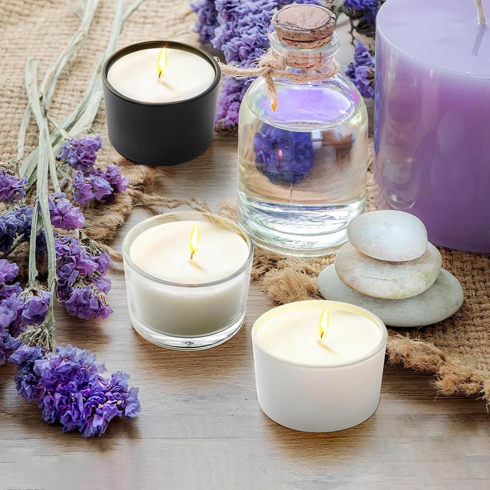 Clear Thick Candle Jars for Making Candles,4OZ Empty Jars with Wood Lids for Candle Making, Sample Container-Dishwasher Safe