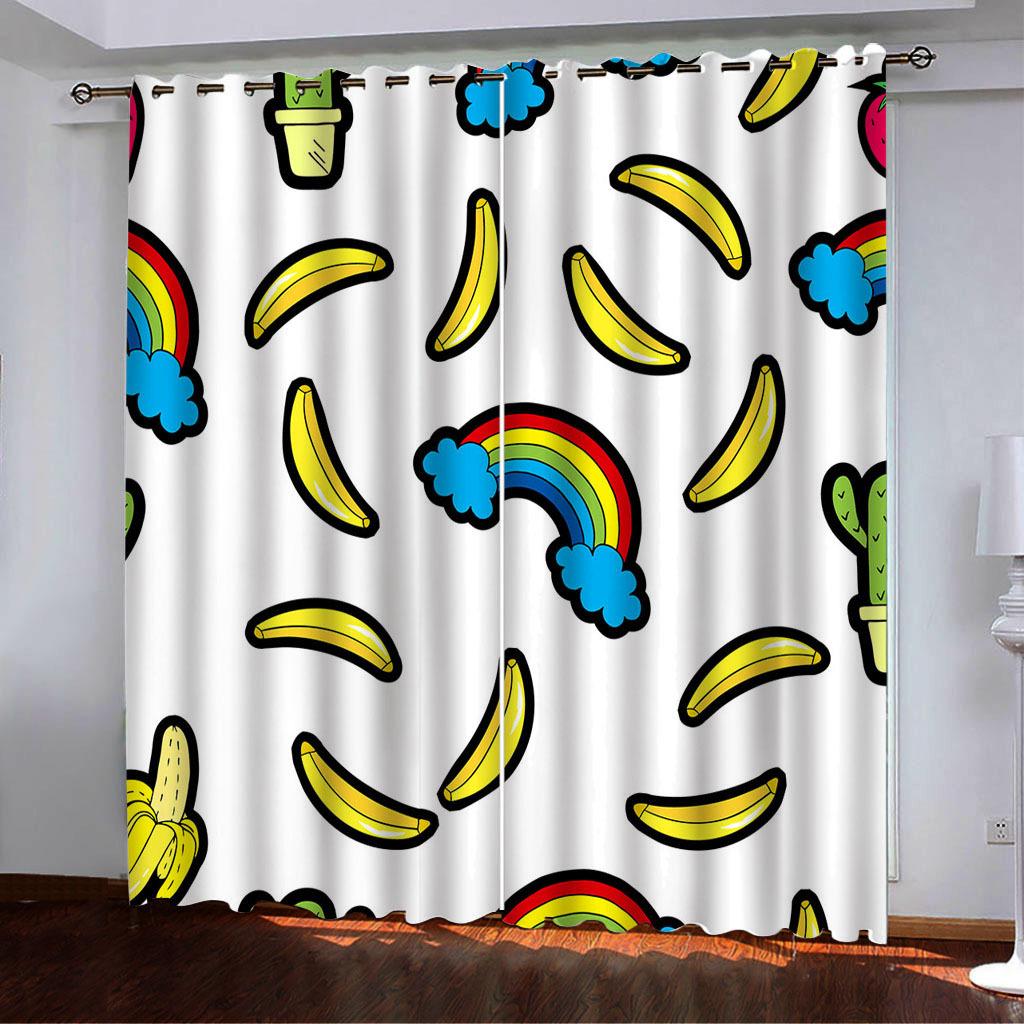 High Density Blackout Curtains Cartoon Small Objects Small Plants 3D Digital Printing Blackout Curtains