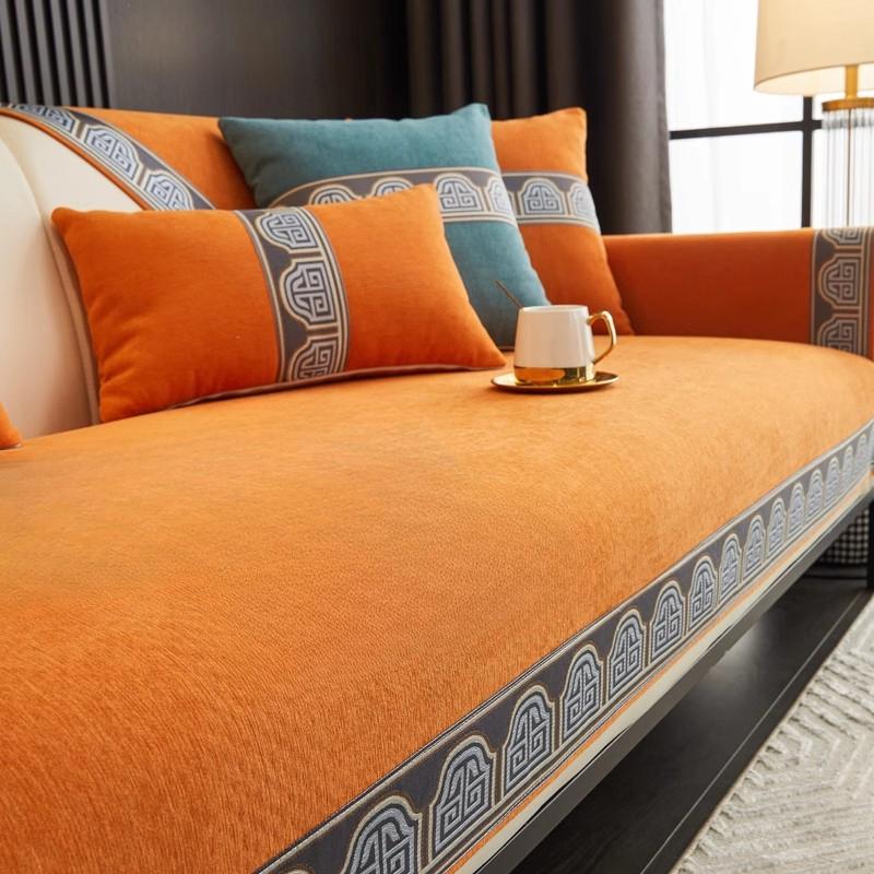 

Ретро Чениловый Чехол для Дивана Однотонный Премиальный Чехол-Подушка для Дивана Пылезащитный Противоскользящий Чехол-Полотенце для Дивана L-типа Двухместная Подушка для Дивана 70x70cm
