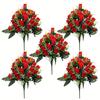 24 Artificial Cemetery Commemorative Roses Plastic Outdoor Cemetery Mourning Gifts Holiday Decoration Suitable Thanksgiving