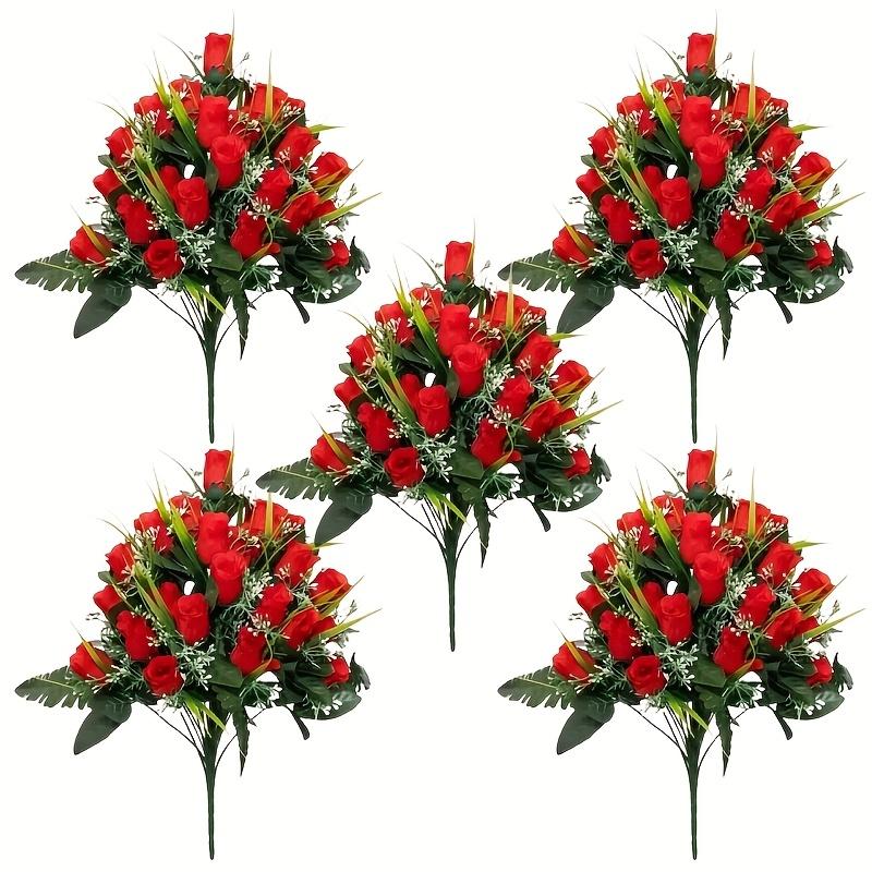 24 Artificial Cemetery Commemorative Roses Plastic Outdoor Cemetery Mourning Gifts Holiday Decoration Suitable Thanksgiving