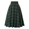 Women Skirt High Elastic Waist Big Hem A-line Colorblock Plaid Print Loose Ankle Length Soft Pockets Retro Ruffle Elegant Party Commute Lady