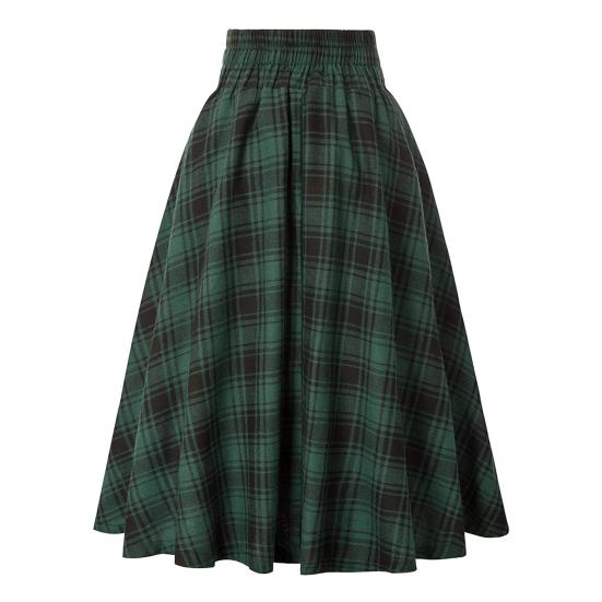 Dámská sukně Vysoký elastický pas Velký lem A-line Colorblock Kostkovaný potisk Volný Délka kotníku Měkké kapsy Retro volán Elegantní Party Dáma na dojíždění