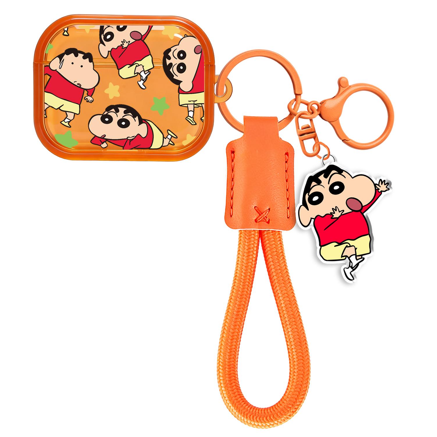 For Airpods 1 2 3 4 Pro Pro 2 Pro 3 Crayon Shin-chan Orange Photo Frame TPU Earphone Case Accessories Cover Airpods 1 2