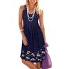 Women's Sleeveless Flower Dress with Printed Loose Vest Dress