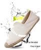 Summer Canvas Slip-On Espadrilles with Linen Sole - Casual Solid Color Hemp Rope Fisherman Shoes