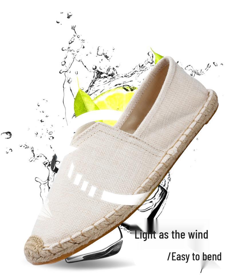 Summer Canvas Slip-On Espadrilles with Linen Sole - Casual Solid Color Hemp Rope Fisherman Shoes