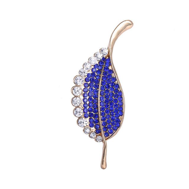 Statement Leaf Rhinestone Brooch Luxury Gold Color Plated Suit Sweater Cardigan Jacket Accessories Crystal Brooch