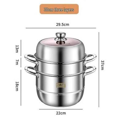 SBD 3-Tier Thickened Stainless Steel Steamer Pot 30cm