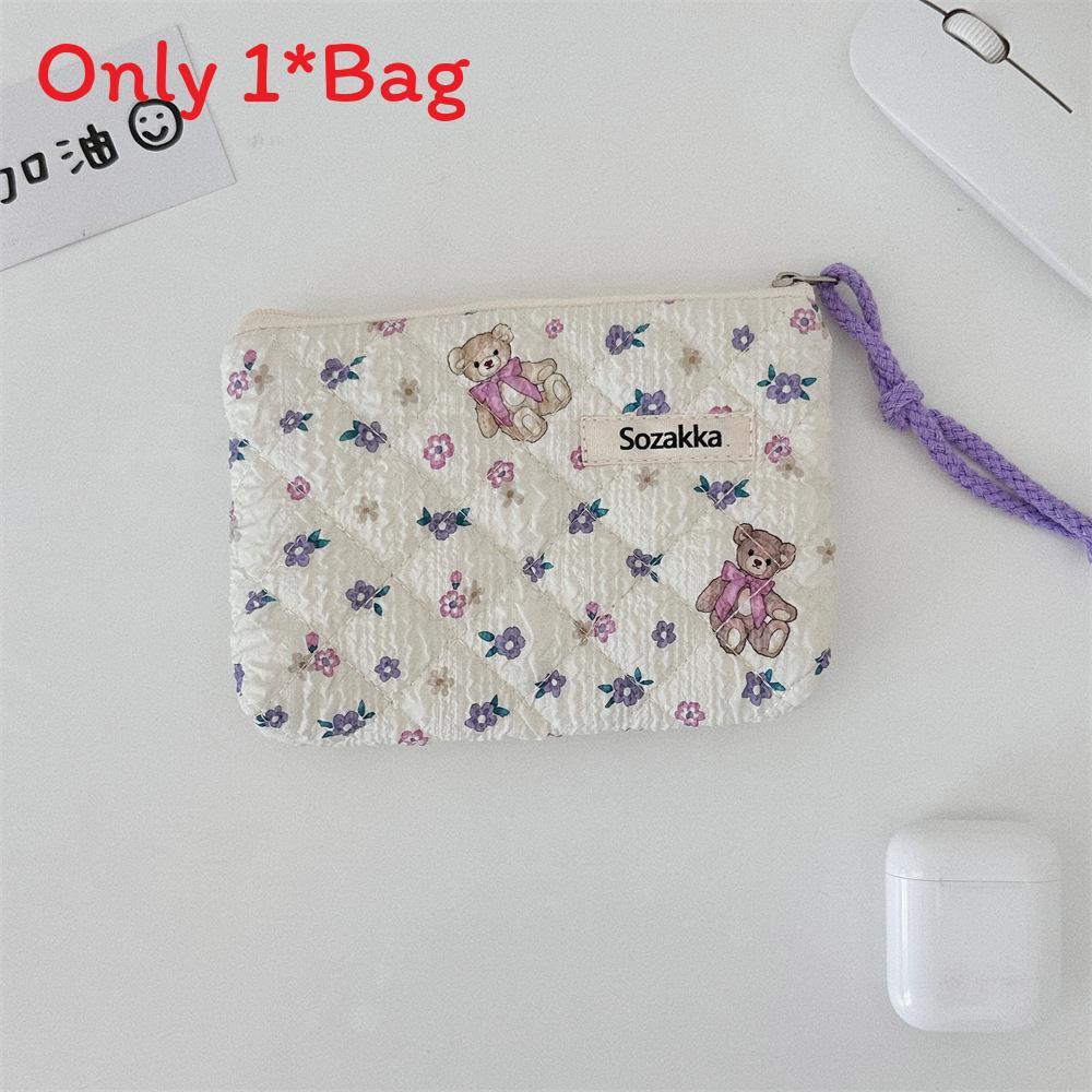 Cute Floral Cotton Wallet With Zip Pouch For Daily Use And Travel Storage For Girls