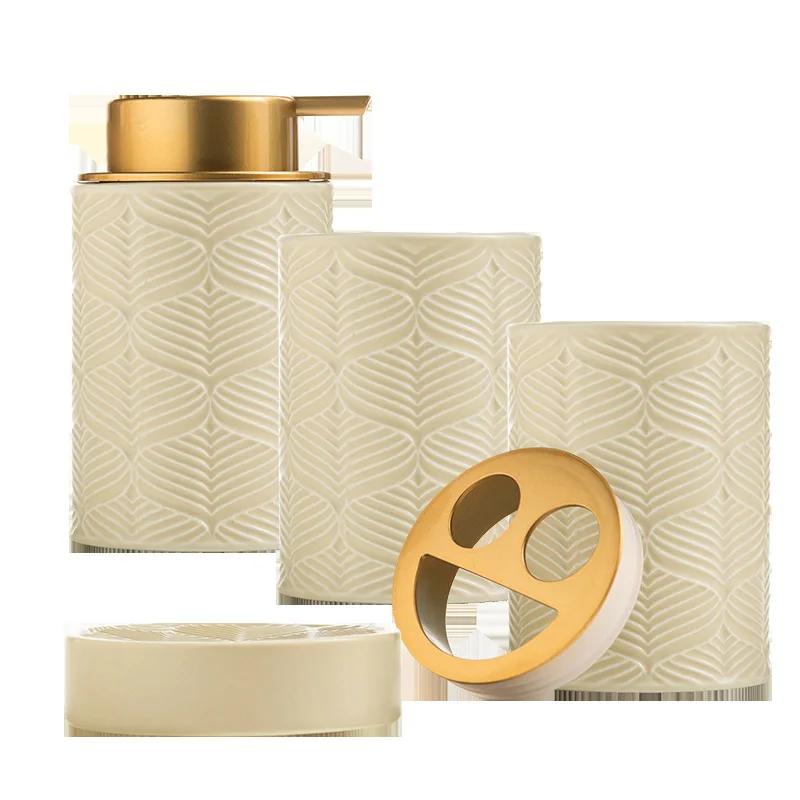 Ceramic Bathroom Wash Set, Bathroom Mouthwash Cup Supplies Four-piece Home Ornament Set