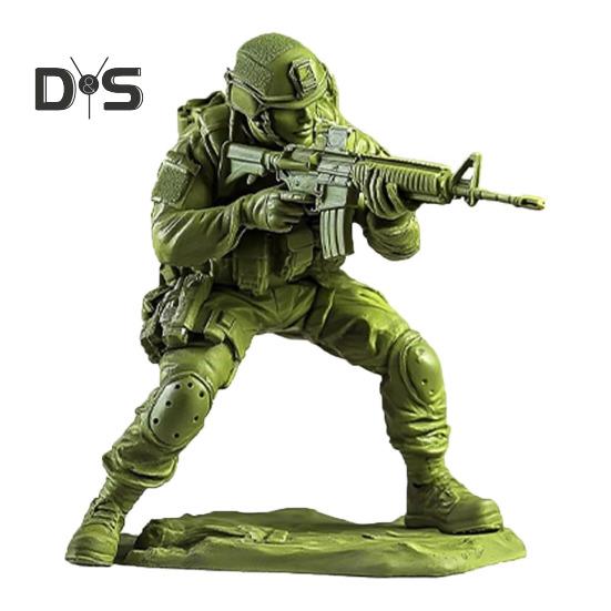 Elite Kampfsoldat Figur Grün Militärmänner Statue Sammlerstück Mini Soldatenstatue für Desktop-Dekor Militärbegeisterte Geschenk