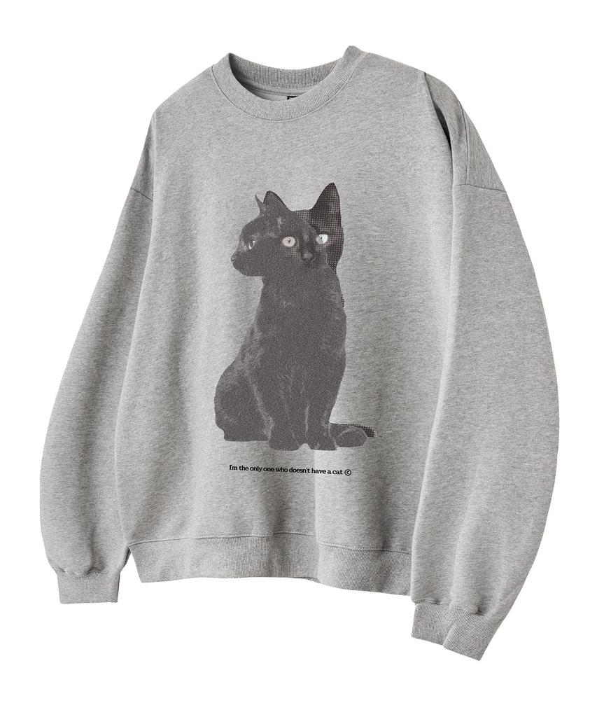 ELIMENO El Black Cat Oversized Sweatshirt Gray