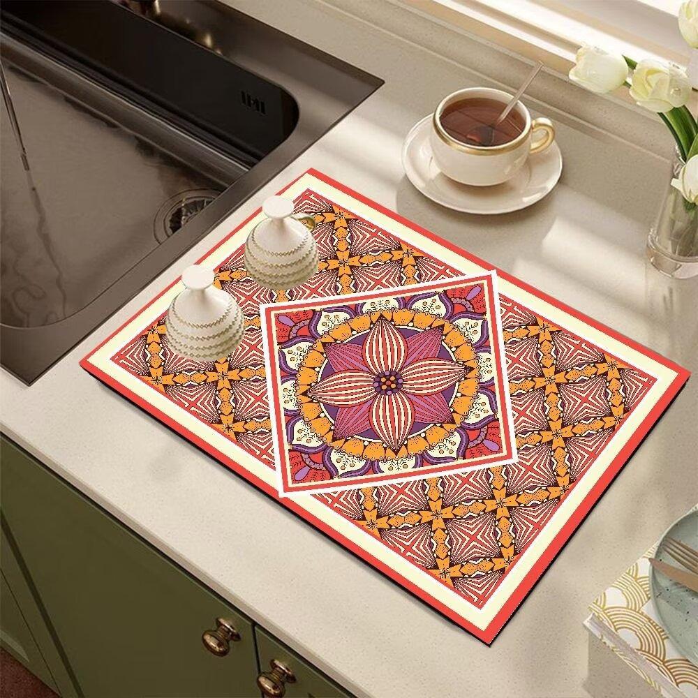 Diatomite Kitchen Countertop Draining Mat Sink Square Absorbent Mat Desktop Insulated Placemats Coasters Washable Carpet